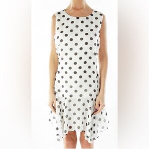 Eliza J White Black Polka-Dot Work Dress size 12